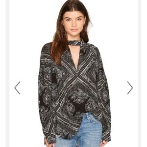 Free People Women's Walking On a Dream Tunic Top Long Sleeve Black Size M